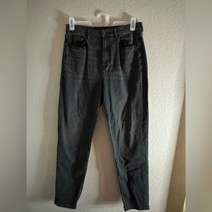 black stretchy straight leg jeans